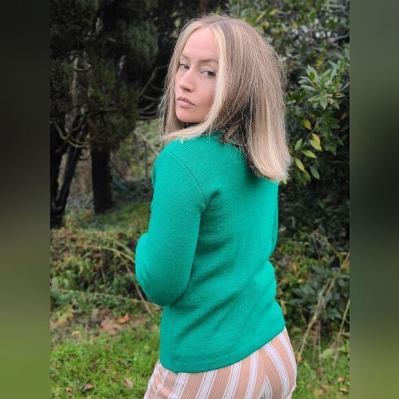 The Kelly Green Wool Zip Up TUNDRA Sweater M - Picture 14 of 16